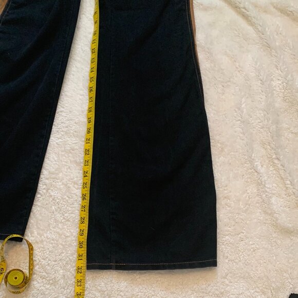 VTG 1970s Roncelli 2-Tone Black Tan Bell Bottom 2 Piece Disco Suit Sz 7/8 XS - Picture 11 of 15